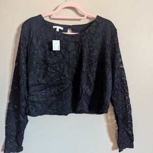 Cropped Black Lace Top Maurice's Sz XXL